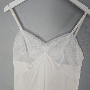 Adonna VTG Nylon Slip Dress Floral Lace Size US 36 Cream Midi Lingerie Romantic
